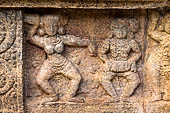 The great Chola temples of Tamil Nadu - The Airavatesvara temple of Darasuram. Detail of the panels of the prakara-wall with scenes of dance.